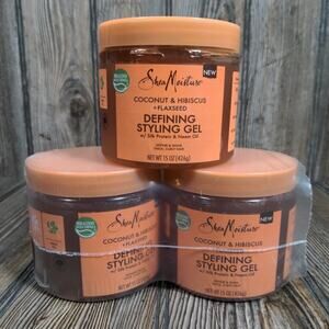 Shea Moisture Coconut Hibiscus Flaxseed Defining Styling Gel Lot of 3 15 oz New